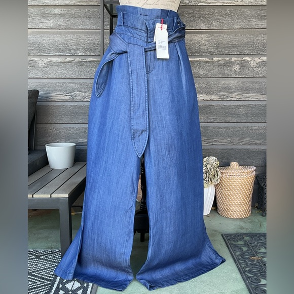 Standards & Practices Super Wide Leg Belted Tencel Pants Size 3X Rinse Color - Picture 1 of 7
